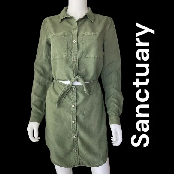 - Sanctuary Military Style Open
Abdomen Shirt Dress Size:XS - Picture 1 of 17